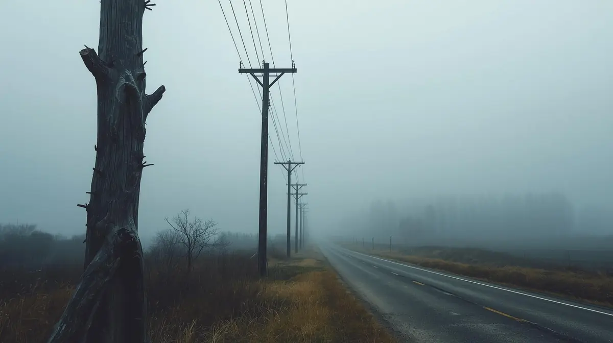 A vintage telephone handset resting beside a coiled cord, shot in warm directional light against a dark background