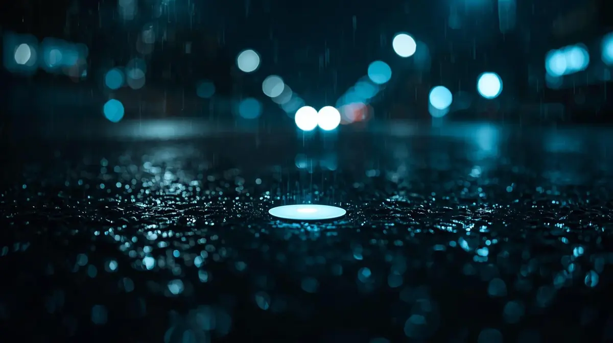 A sleek smart tag device next to keys and a smartphone, symbolizing modern tracking technology.