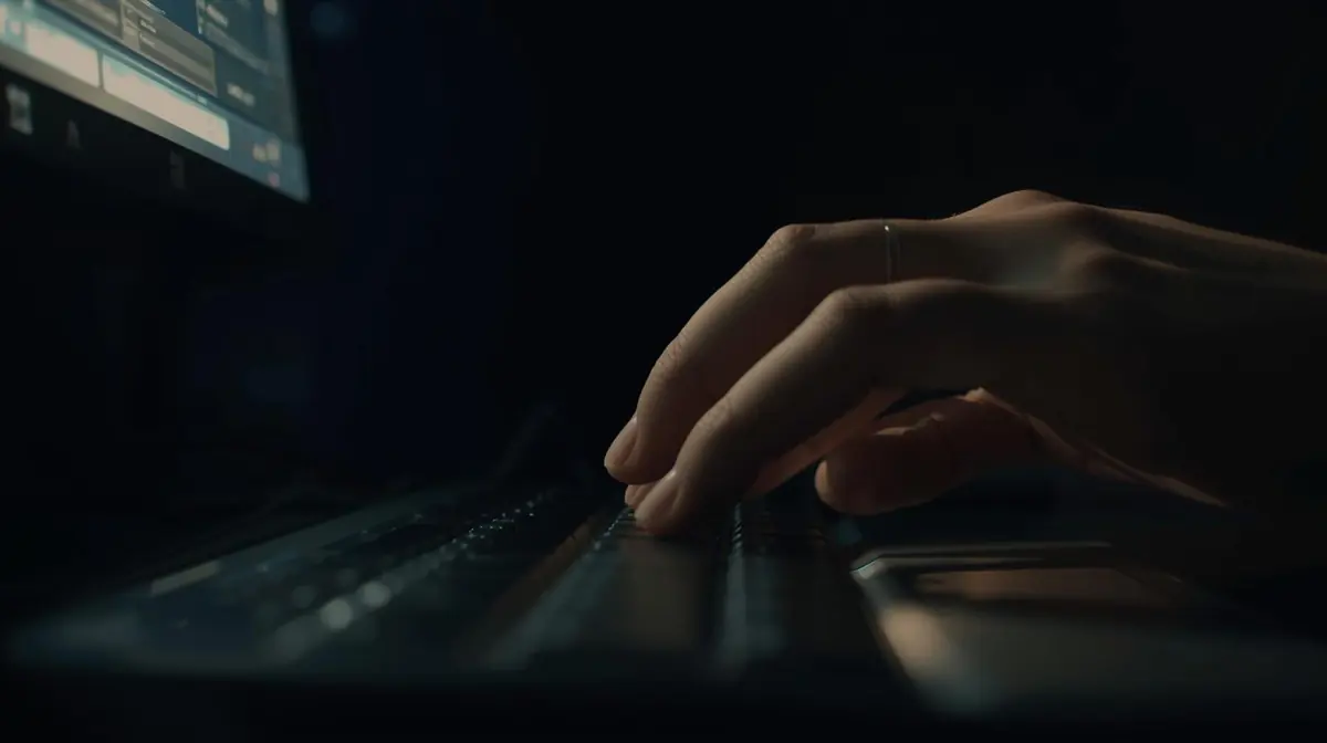 A person's hands gesturing expressively over a keyboard in soft light, mid-thought rather than mid-task