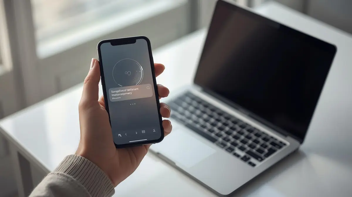 A compact laptop and smartphone displaying AI interfaces, symbolizing smaller models running closer to the user.