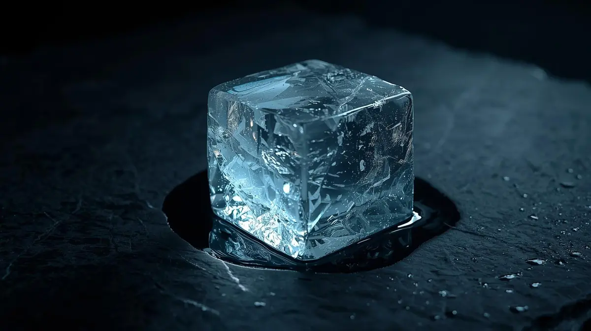 Close-up of a ice skate blade gliding over the surface of a frozen rink