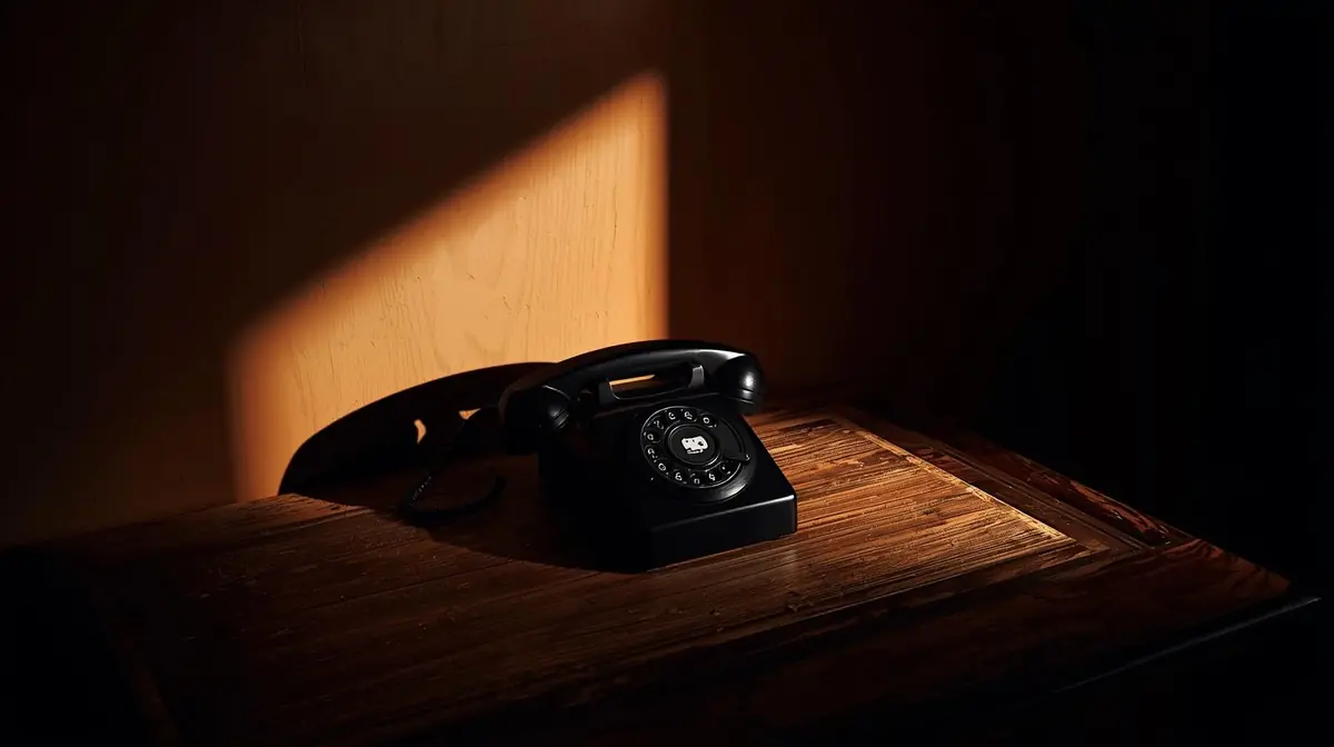 A vintage telephone receiver resting on a wooden surface in warm light, suggesting the intimacy and history of voice communication